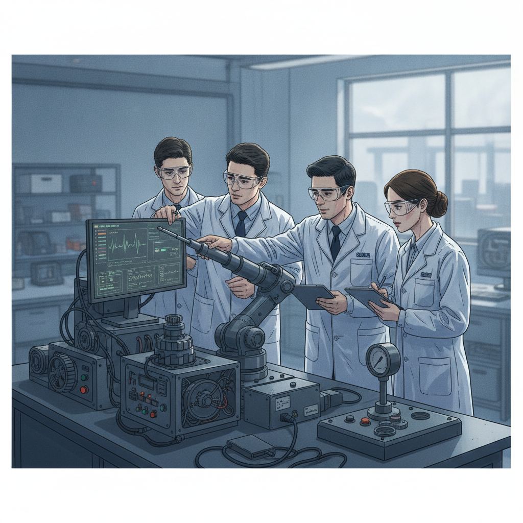公司研发团队正在进行设备测试